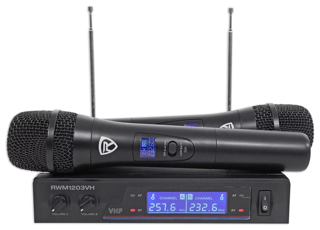 Machine Mics Wireless w/5.25" Rockville System VHF Home Theater/Karaoke Sub+(2)