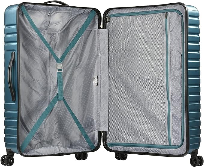 Carry-On USB Wheels, 8 Spinner U.S. 3-Piece in Luggage Traveler Suitcase Aluminum Travel Set, Hardside with Boren Rugged Teal, Port Handle, Polycarbonate