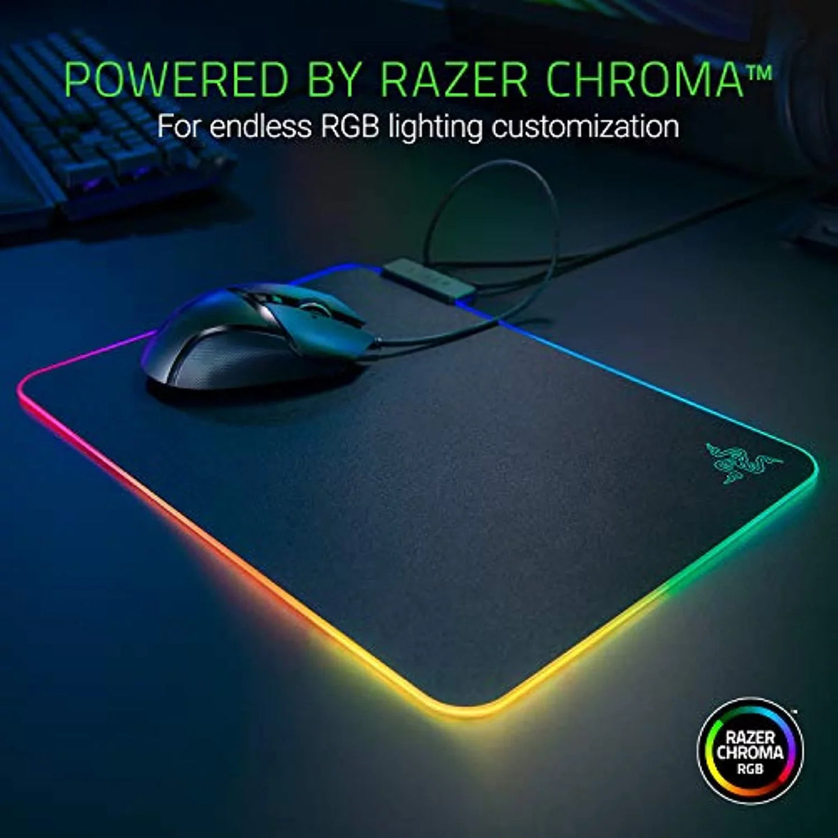 Speed, Hard Pad: Firefly Razer & Built-in Mouse RGB Cable Chroma Non-Slip Control Balanced Base Gaming Lighting, Rubber Management, V2 Customizable