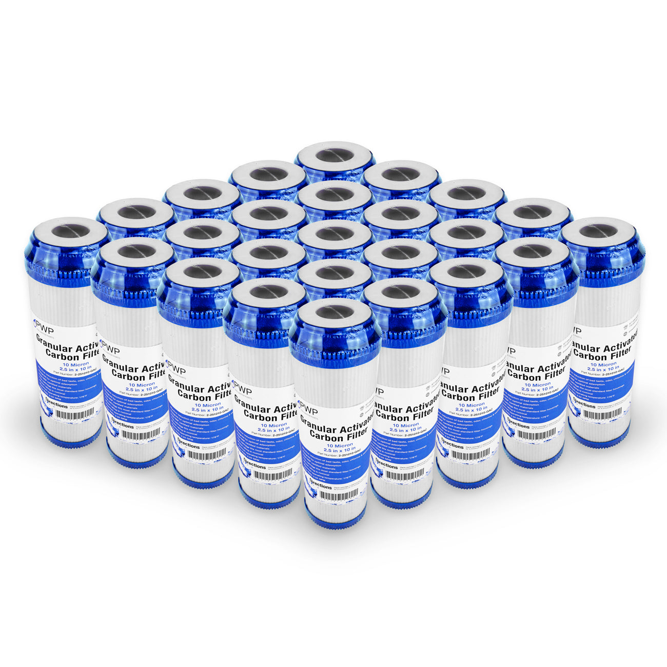 Granular 10 Cartridge Filter Activated 25 pack 2.5 Carbon x10" Micron Water