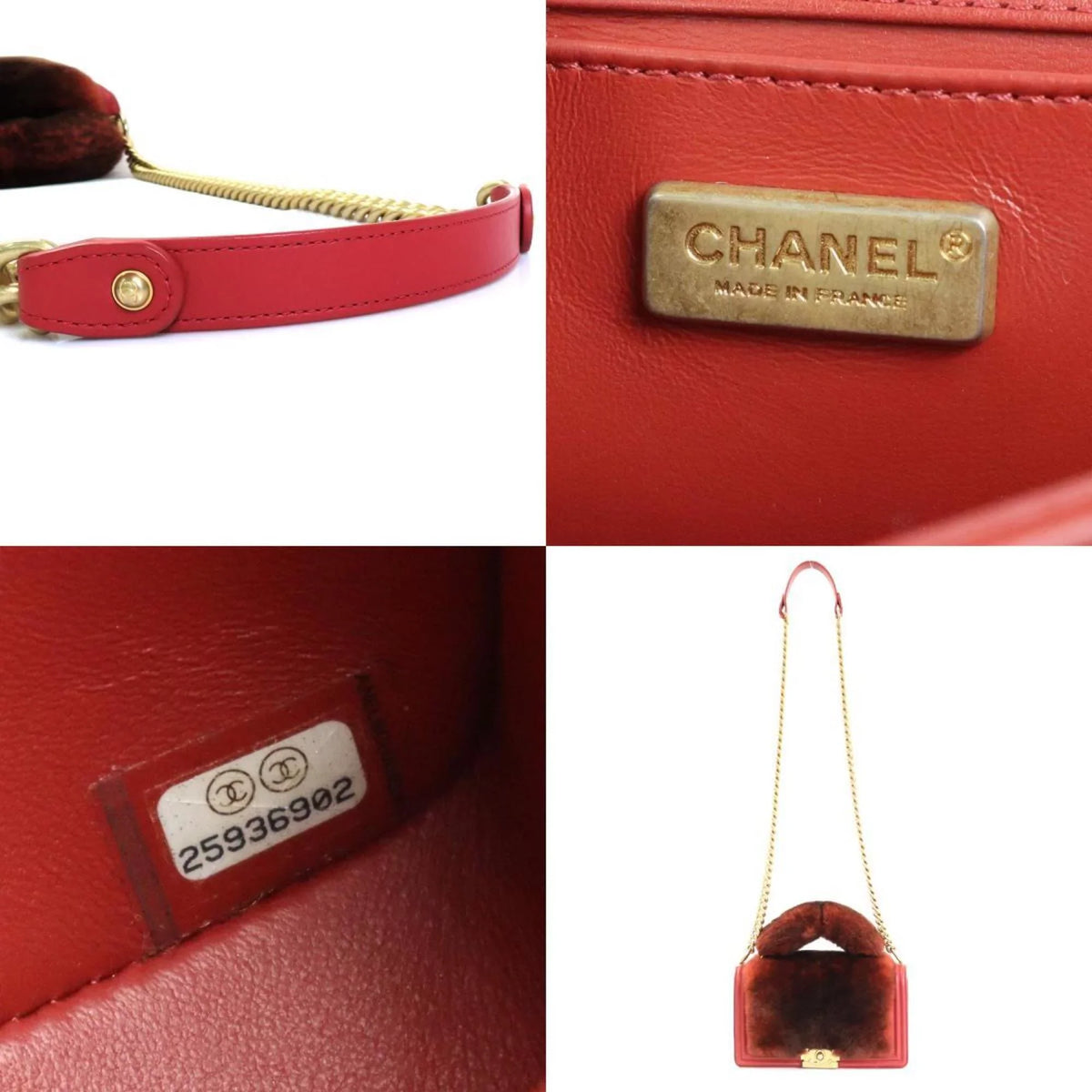 brown handbag Chanel Pre-Owned shoulder bag CHANEL red e55871a diagonal gold fur/leather (Good) ladies boy