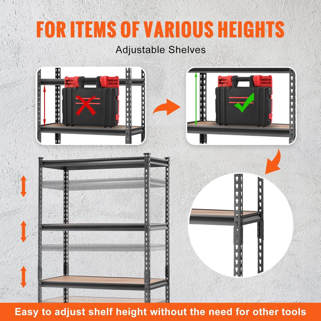 Unit lbs Garage 2000 Storage Adjustable 5-Tier Shelving Load BENTISM Storage Rack