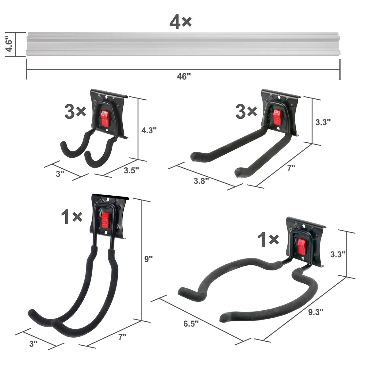 Snap 12-Piece Organizer Hyper Garage Kit System Rail Tough Quick-Release