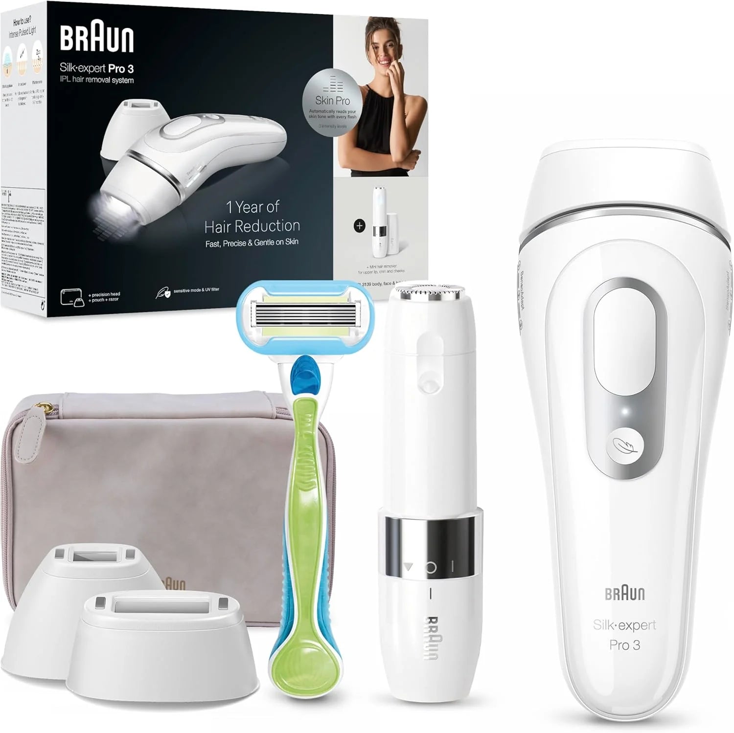 Braun Ipl Silk·Expert Pro 3 – Urządzenie Do Usuwania Włosów Ipl, Trwałe I Bezbolesne Usuwanie Włosów W Domu – W Zestawie Etui, Golarka Venus, 2 Nasadk