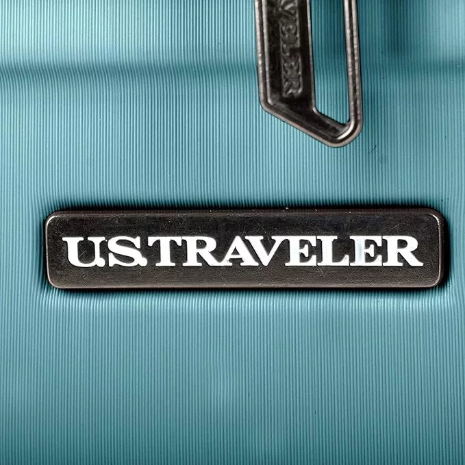 Carry-On USB Wheels, 8 Spinner U.S. 3-Piece in Luggage Traveler Suitcase Aluminum Travel Set, Hardside with Boren Rugged Teal, Port Handle, Polycarbonate