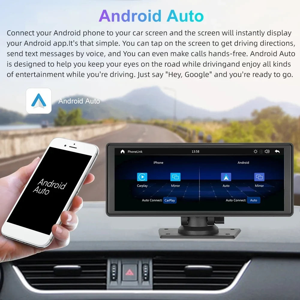 Touchscreen,Supports Front Camera, Bluetooth Stereo, Auto Backup Cam, Hands-Free Most 9.3" Dash Wireless Android Cars & IPS Carplay transportable Calling, HD Polarlander Car