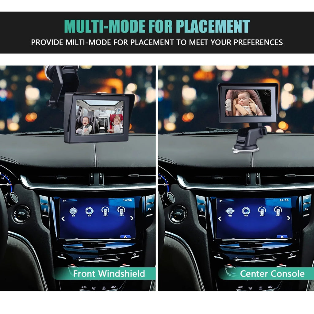 Crystal Camera, Baby 1080P Clear Monitor, View Vision Car Mirror ammoon Night Wide 4.3 Inch