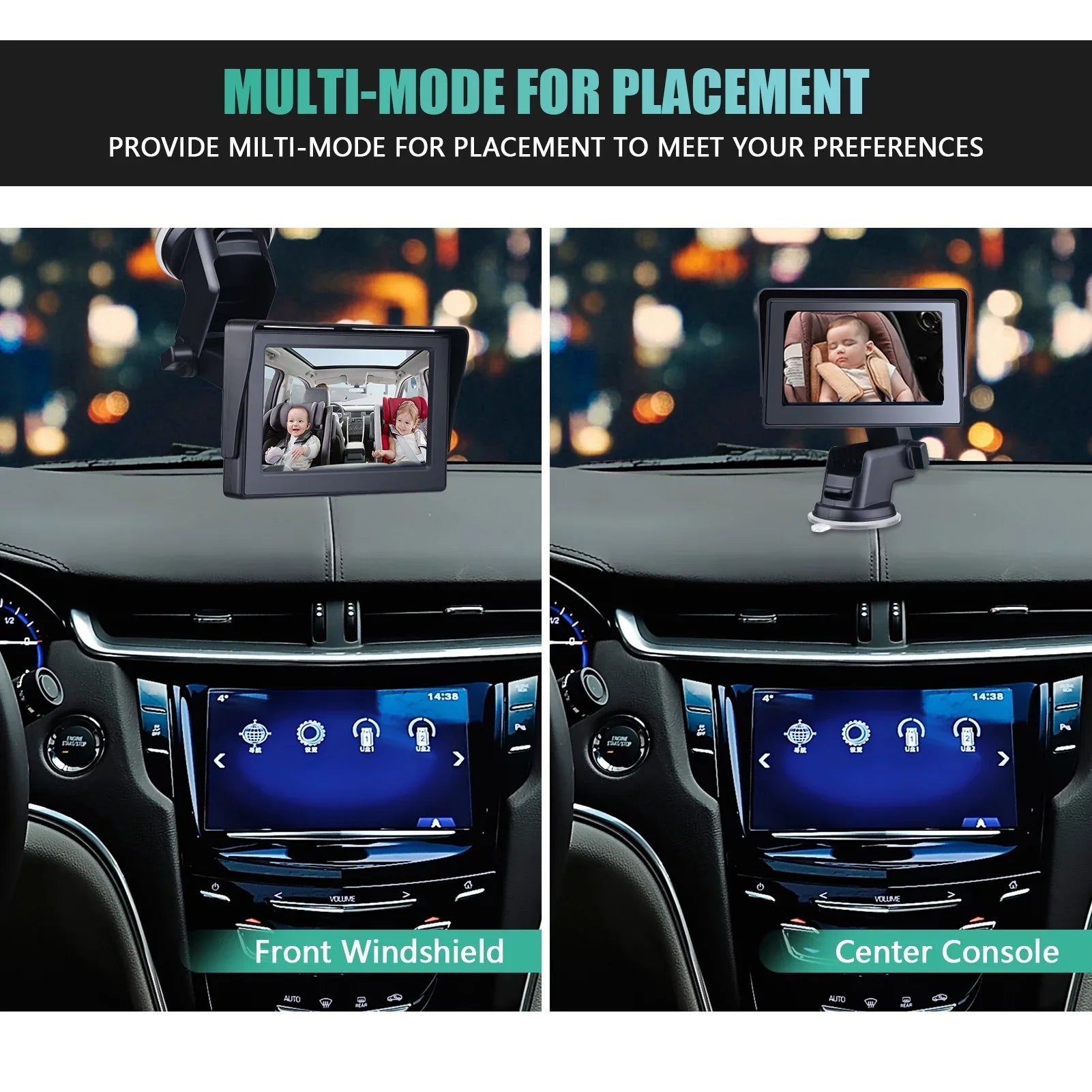 Crystal Camera, Baby 1080P Clear Monitor, View Vision Car Mirror ammoon Night Wide 4.3 Inch