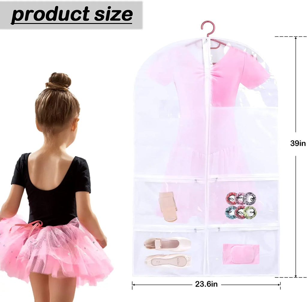 Hanging Dance Dance Garment 3 Bags Garment Recitals, Bag Costume Competitions Bags Storage Dance Dress, Clear Pack Pockets, Multiple Ballet Girls Dance Kids with for Costumes, Organize