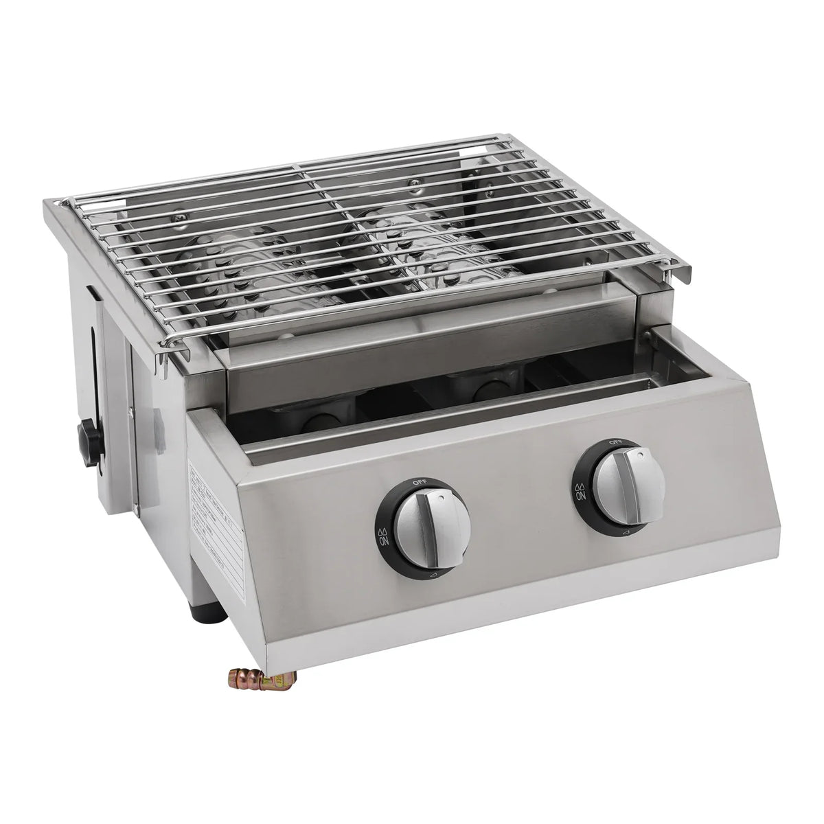 Steel LPG Grill Barbeque Stainless Gas Grill, Sliver 2-Burner for Outdoor Countertop