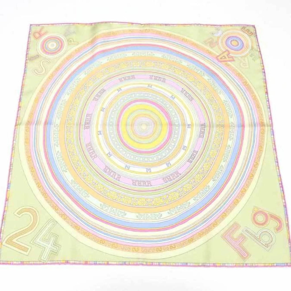 (Good) Multicolor HERMES Women's Silk Carre Pre-Owned Hermes Scarf Petit