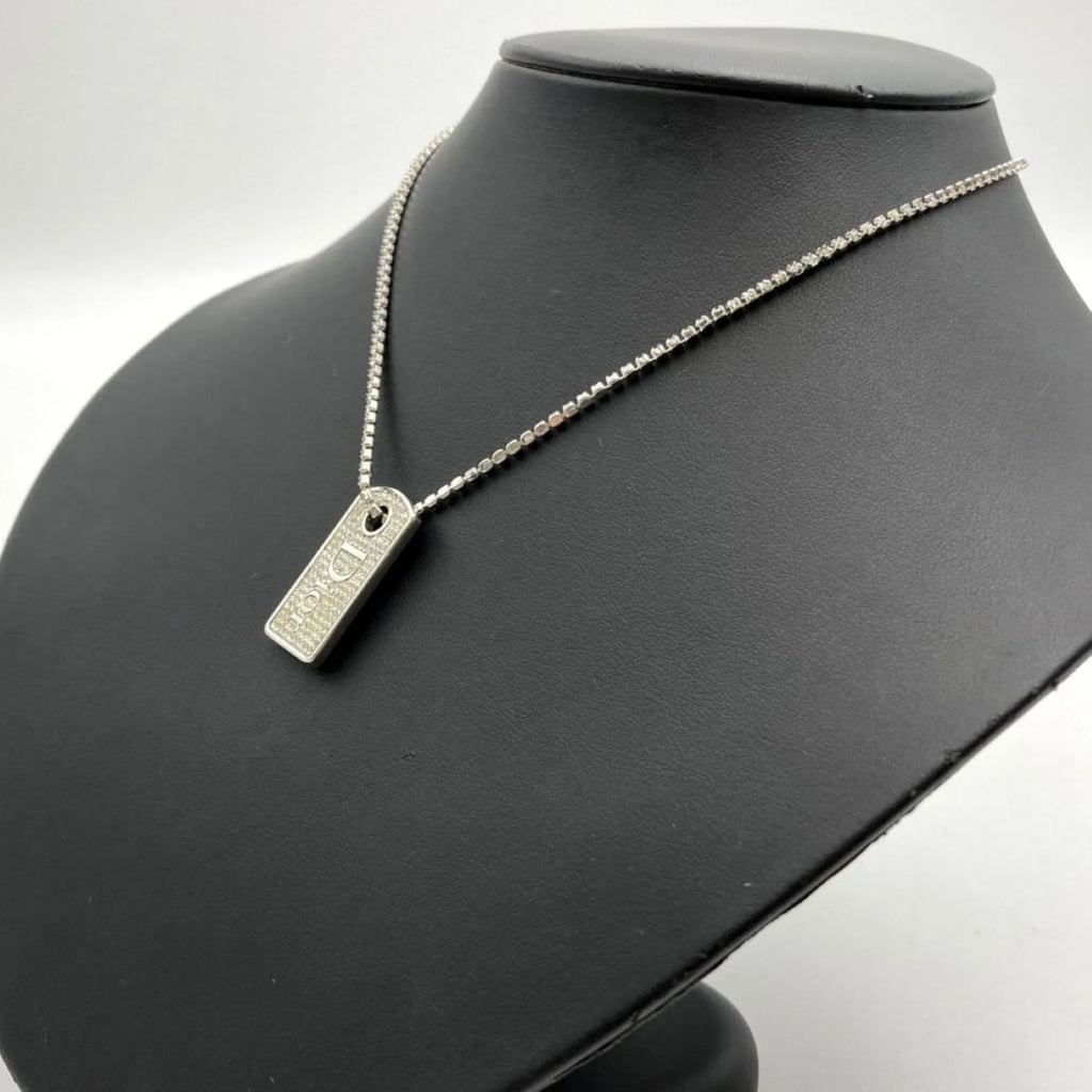Plate Pre-Owned (Good) Rhinestone Women's IT1TZZH18V36 Color Necklace Christian Silver Dior