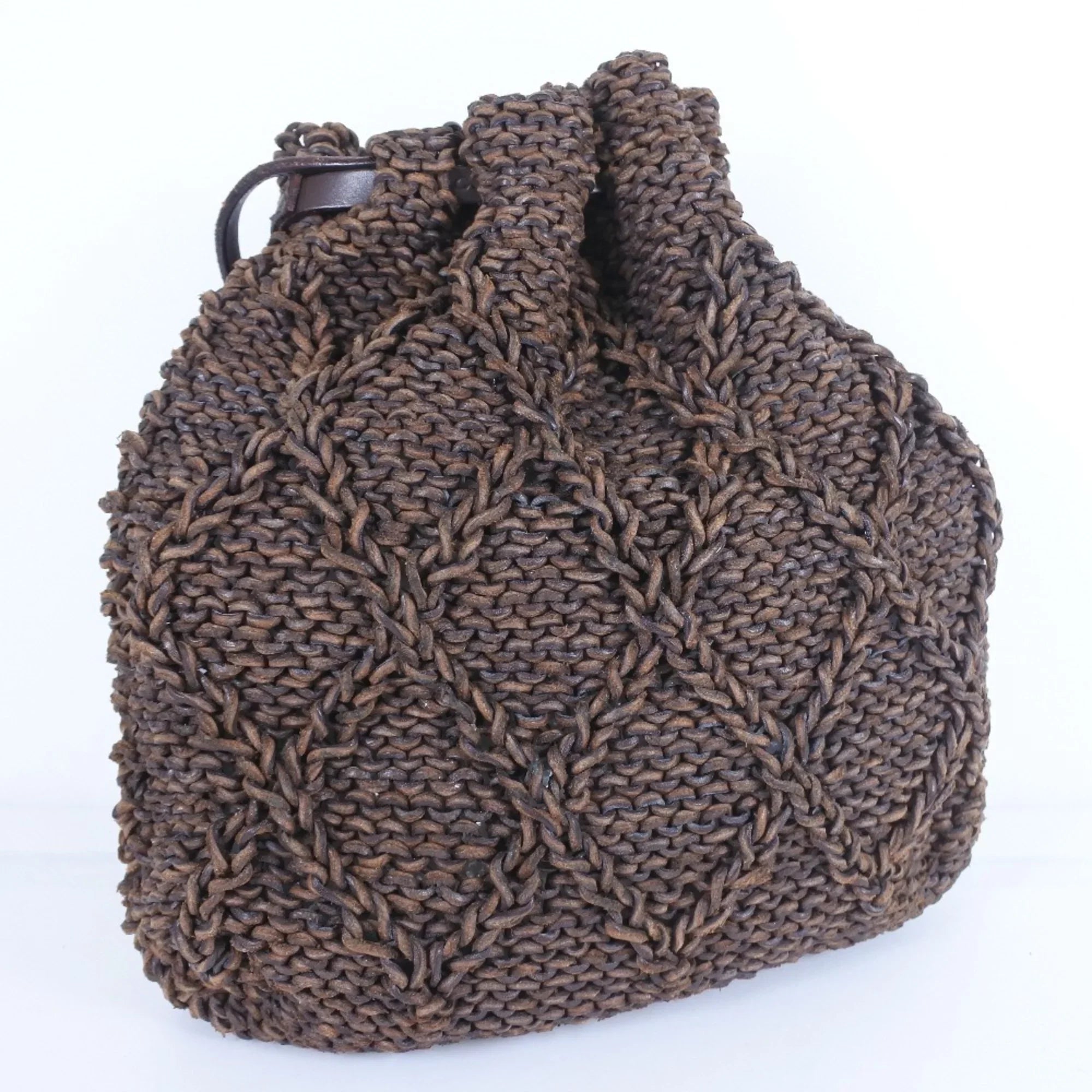 Bag Leather Women's (Good) Brown Chanel Shoulder Mesh Braided Pre-Owned