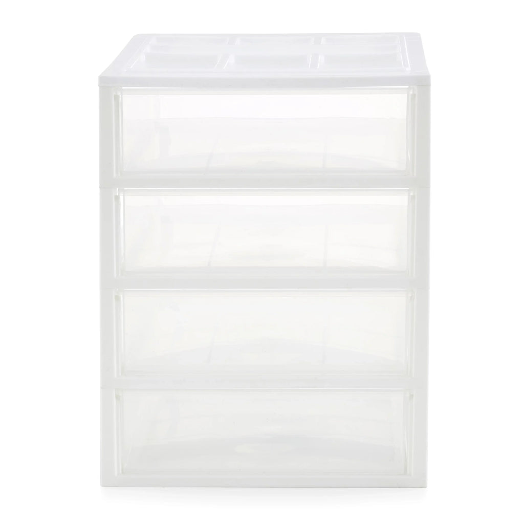 4 Storage (4 Drawer Lid, Organizer Living Desktop Gracious Pack) White w/