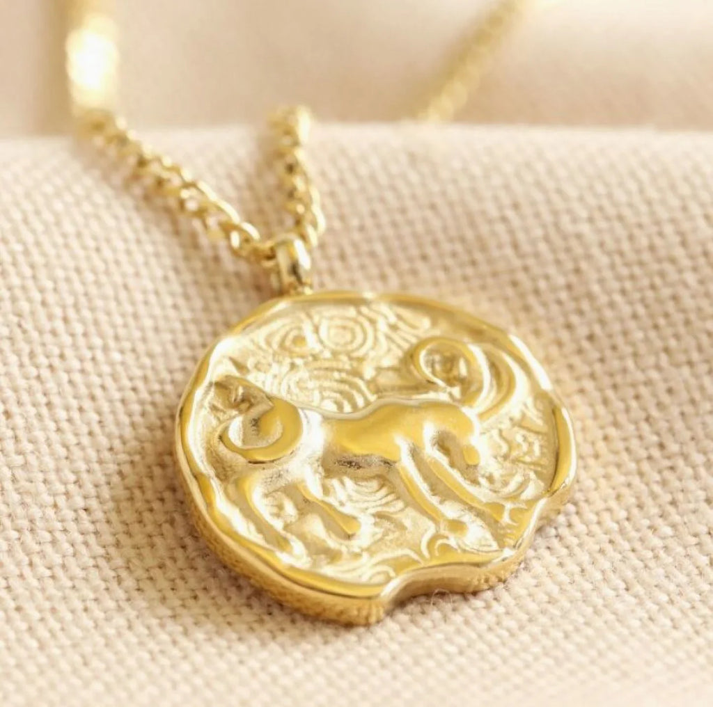 Necklace | Zodiac Birthday Stainless Teens Box for Capricorn Pendant Horoscope, Inc Gift Women, Steel Boutique Gold