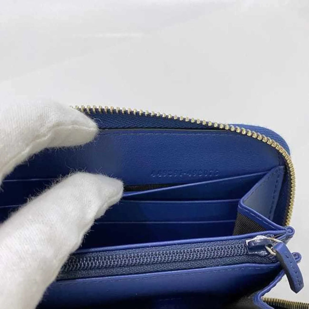 (Like Long 449391 Round Gucci Pre-Owned New) Leather Wallet GG GUCCI Navy Microsima