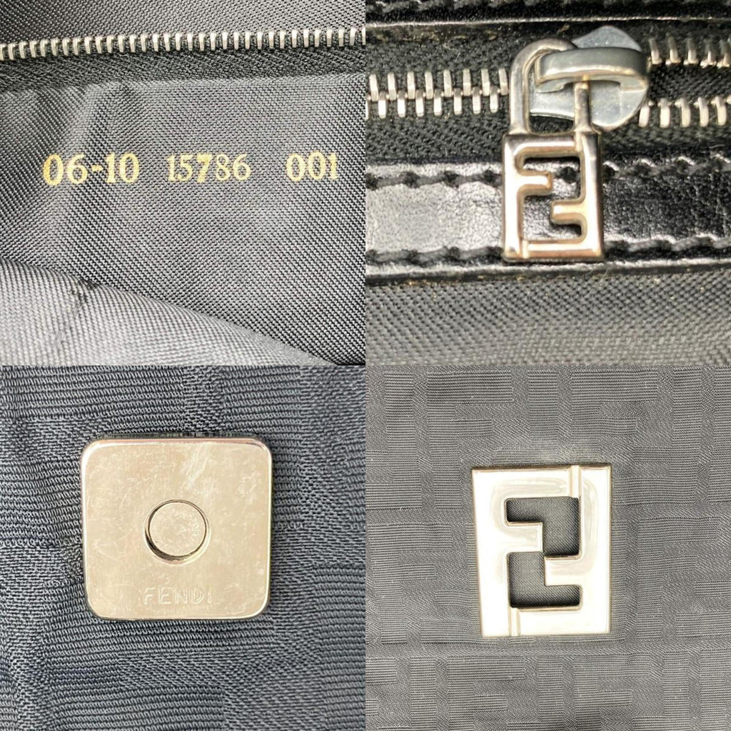FENDI pattern nylon canvas handbag tote (Good) Zucca 15786 bag Pre-Owned black ladies
