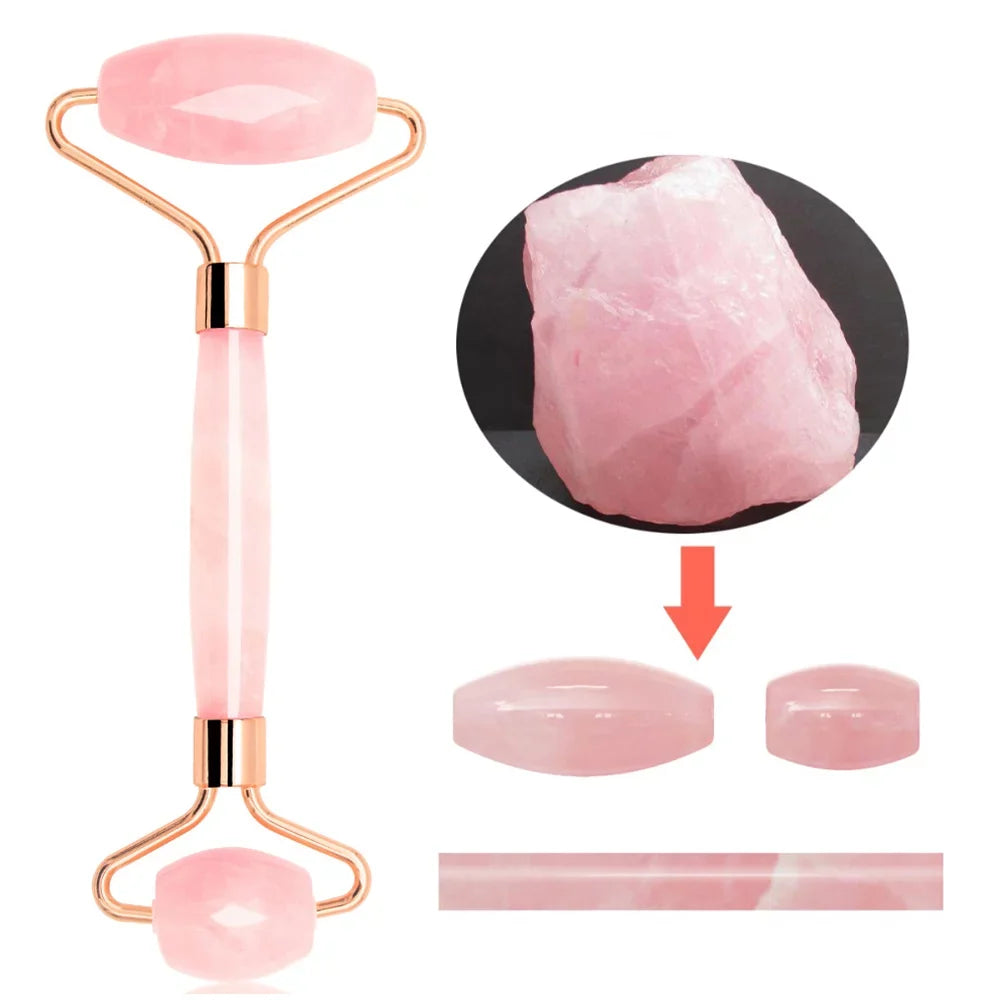 Tools, Facial Muscle Quartz Face Skin and Roller Gua Relieve Roller, Body Beauty Fine Rose Massager Face, Care and Roller, for Lines Relaxing Neck, Eyes, Sha Jade Wrinkles