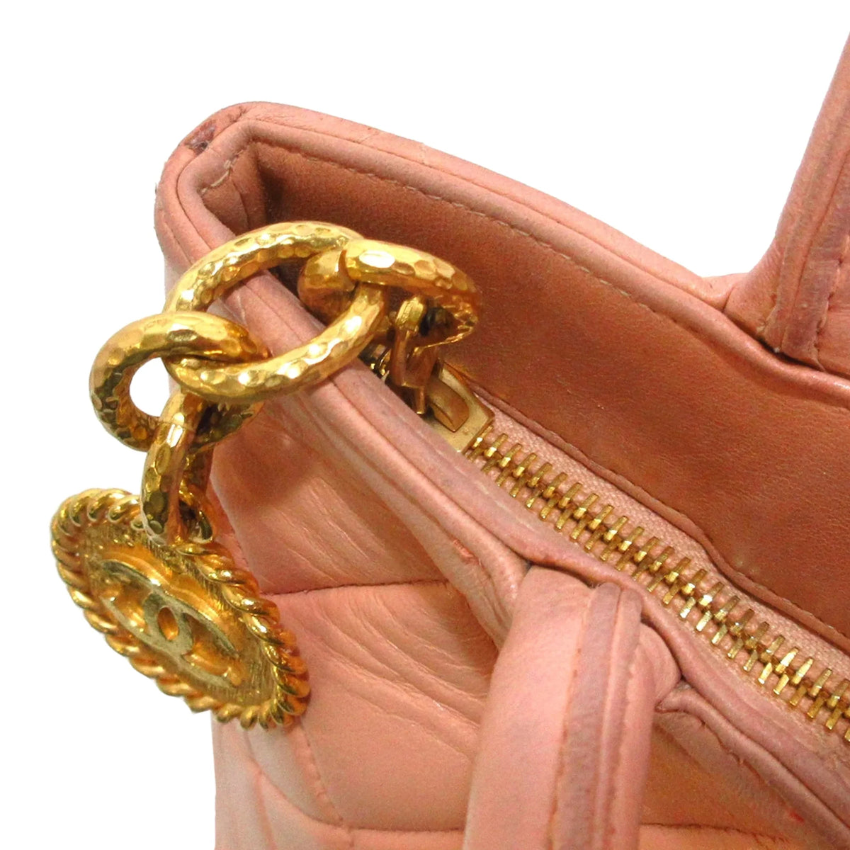 Leather Lambskin Orange Medallion Bag (Good) Pre-Owned Tote Chanel Authenticated Women Tote