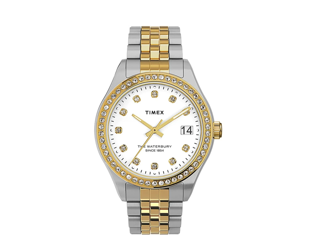 Crystals Women's Watch 34mm Timex Waterbury Bracelet with Steel Stainless Swarovski� Legacy