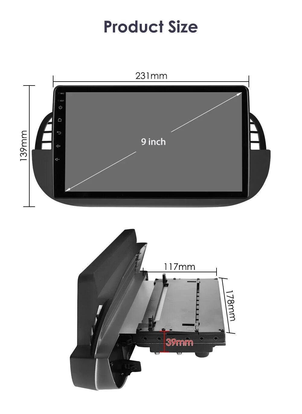 Fiat Car DSP 3+32GB Navigation Auto 500 Backup For 9" Android Radio AHD WIFI 2007-2015 GPS Camera Carplay Stereo