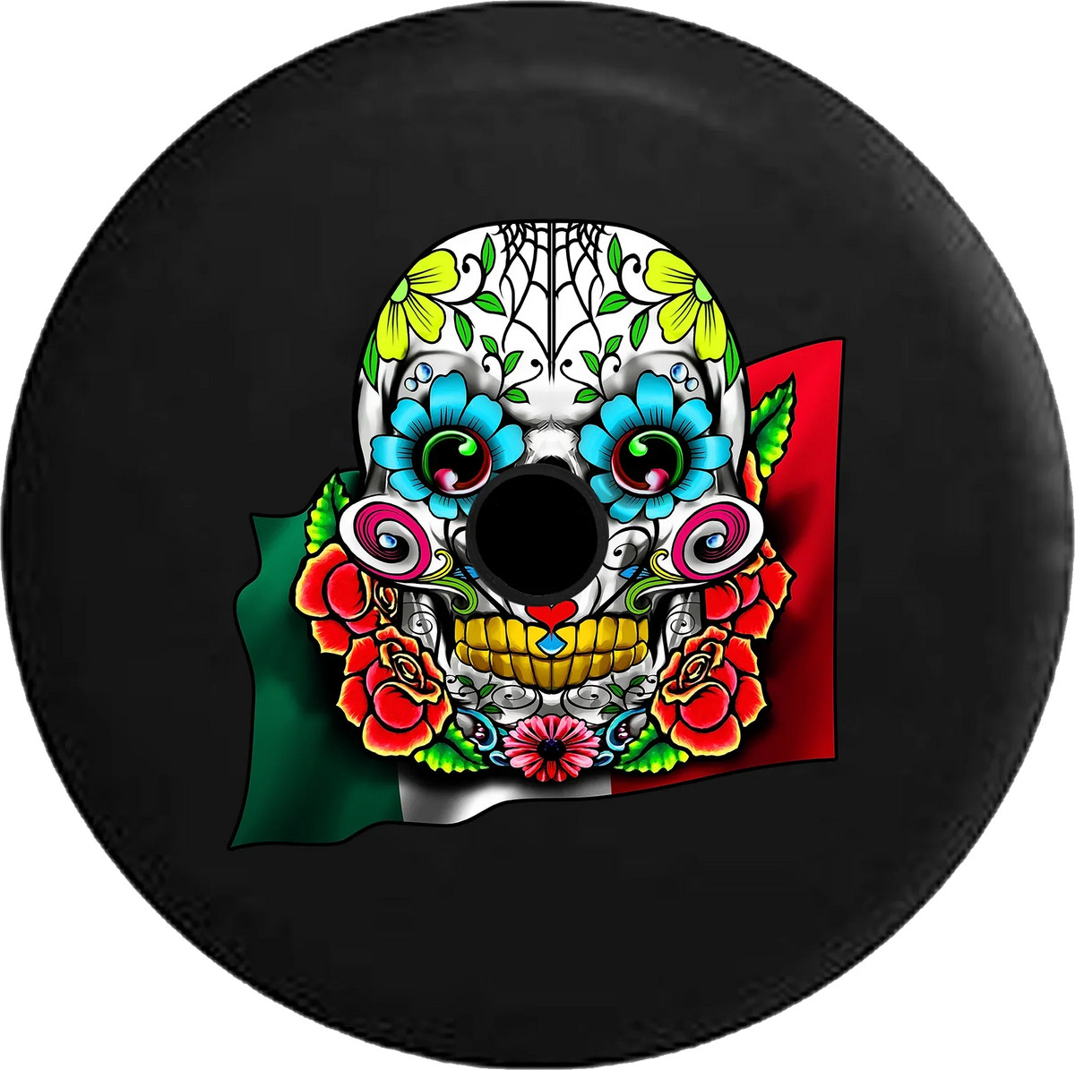 JL 2018 2019 Roses RV Tire 32 Cover Colorful Backup Inch Sugar Mexican Skull Wrangler Spare Jeep for with Camera