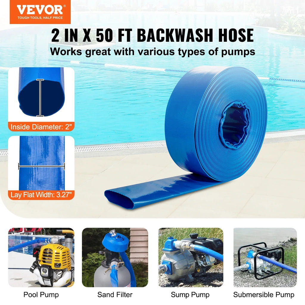 E with Aluminum Hose Discharge Disposal, Pool Backwash Water with Fittings Great Swimming Hose 50' joints, Camlock 2'' C for BENTISM Filter & x