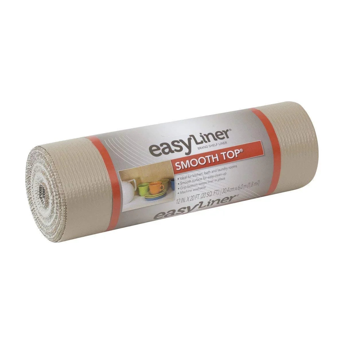 24-Foot 12-Inch 20-Foot, Smooth x 2 Rolls Total EasyLiner Duck Top Non-Adhesive Liner Shelf and Taupe, x 20-Inch