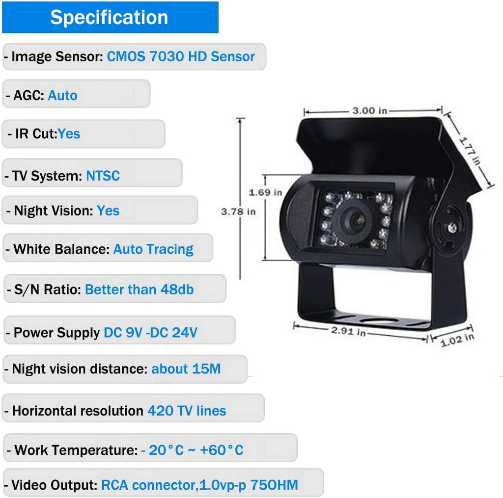 Duty Camera 12 Rear Vision Heavy View 18 Night Camecho 24V Vehicle Backup Backup V IR Camera Truck Waterproof