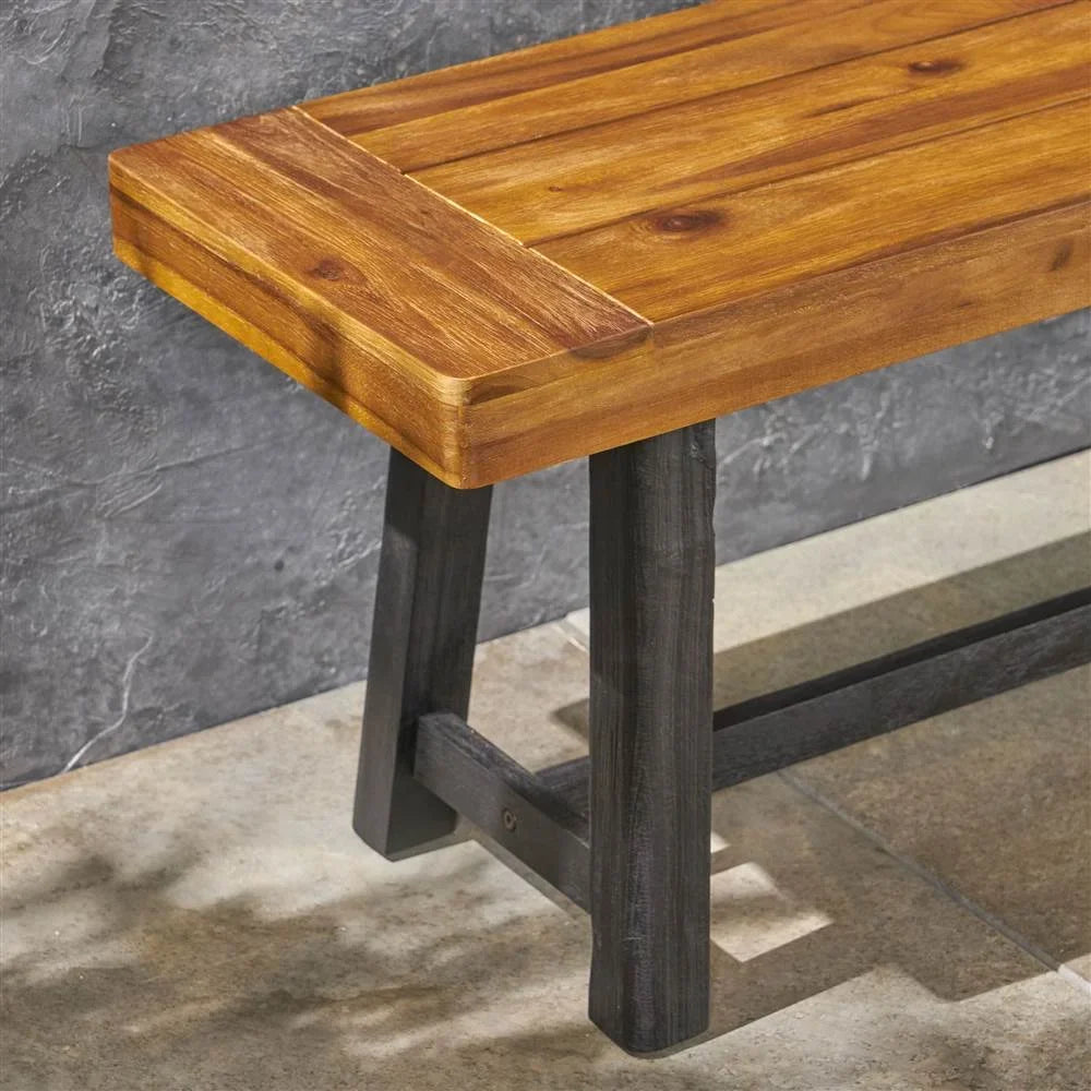 in Outdoor Sandblast and Black Raphael Teak Bench