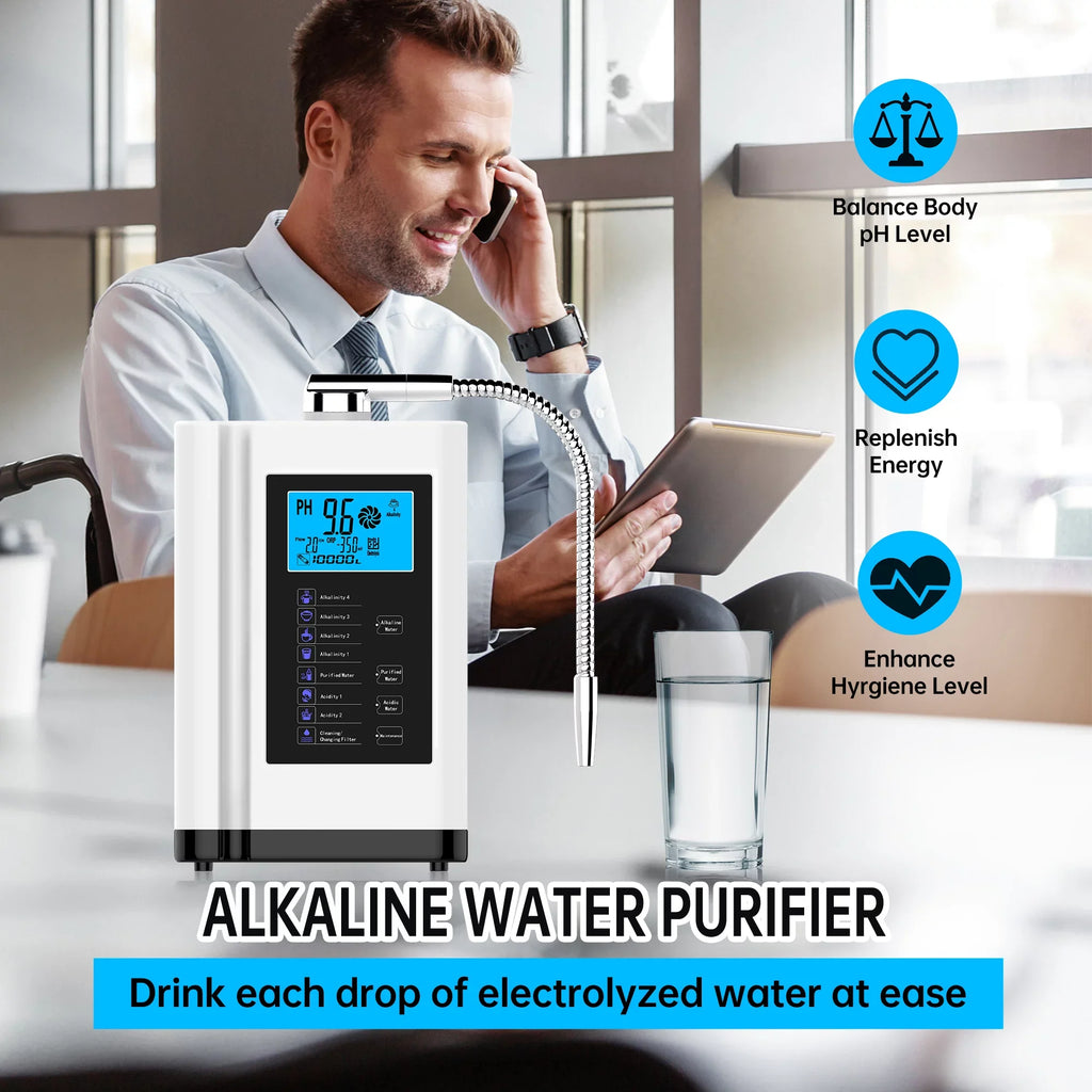 Alka up Auto-cleaning,Intelligent Settings, Water Acid filter,7 Water per 3.5-10.5 to Purifier Water 8000 Machine Alkaline ORP, -500mV Water Voice Liters White) Ionizer, PH Machine,