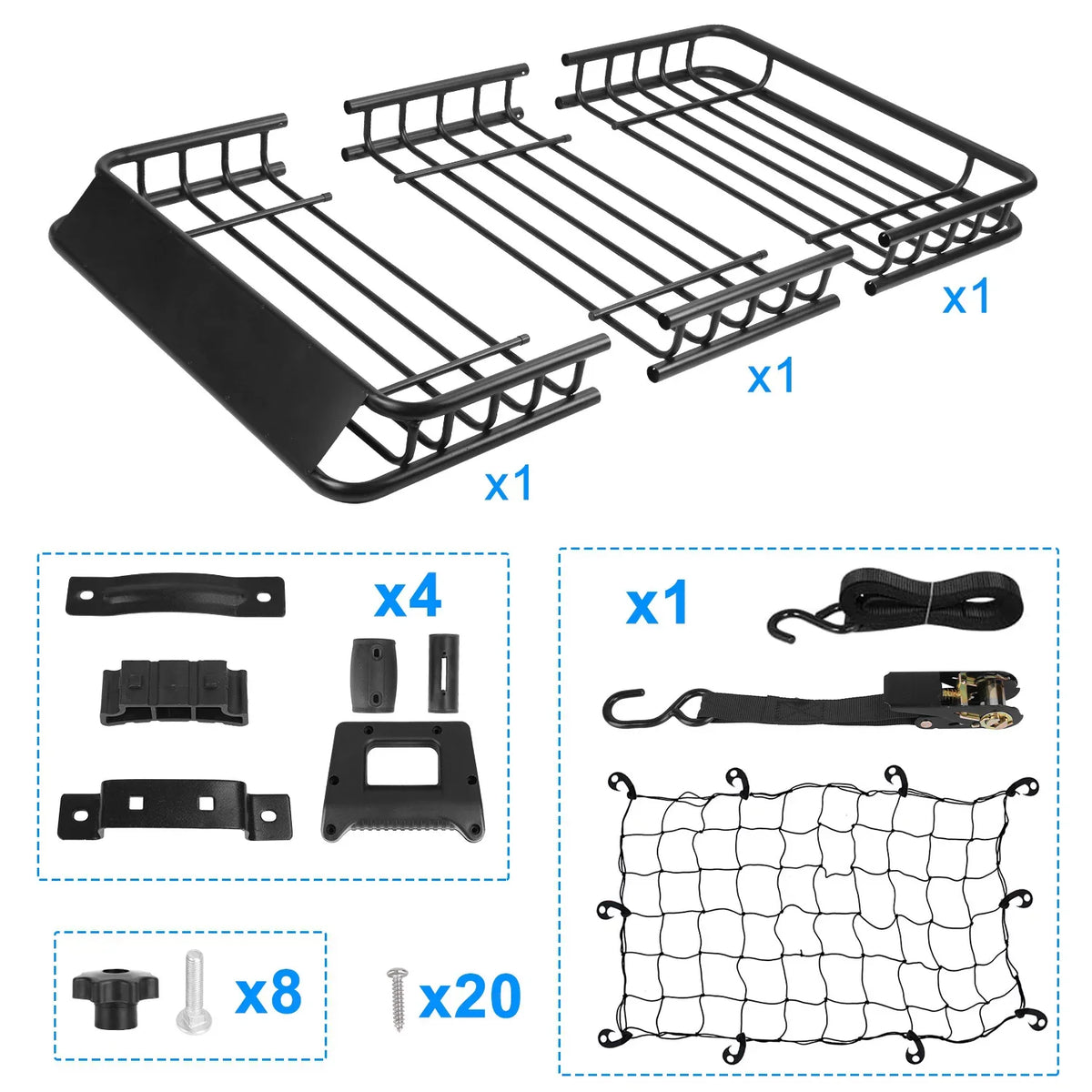 Carrier Heavy 220lbs Basket Strap Black Capacity Hook Cargo with Net Universal 63x39x6.3in, Rack Elastic Top Car Cargo Duty Holder Rack Roof iMounTEK Luggage