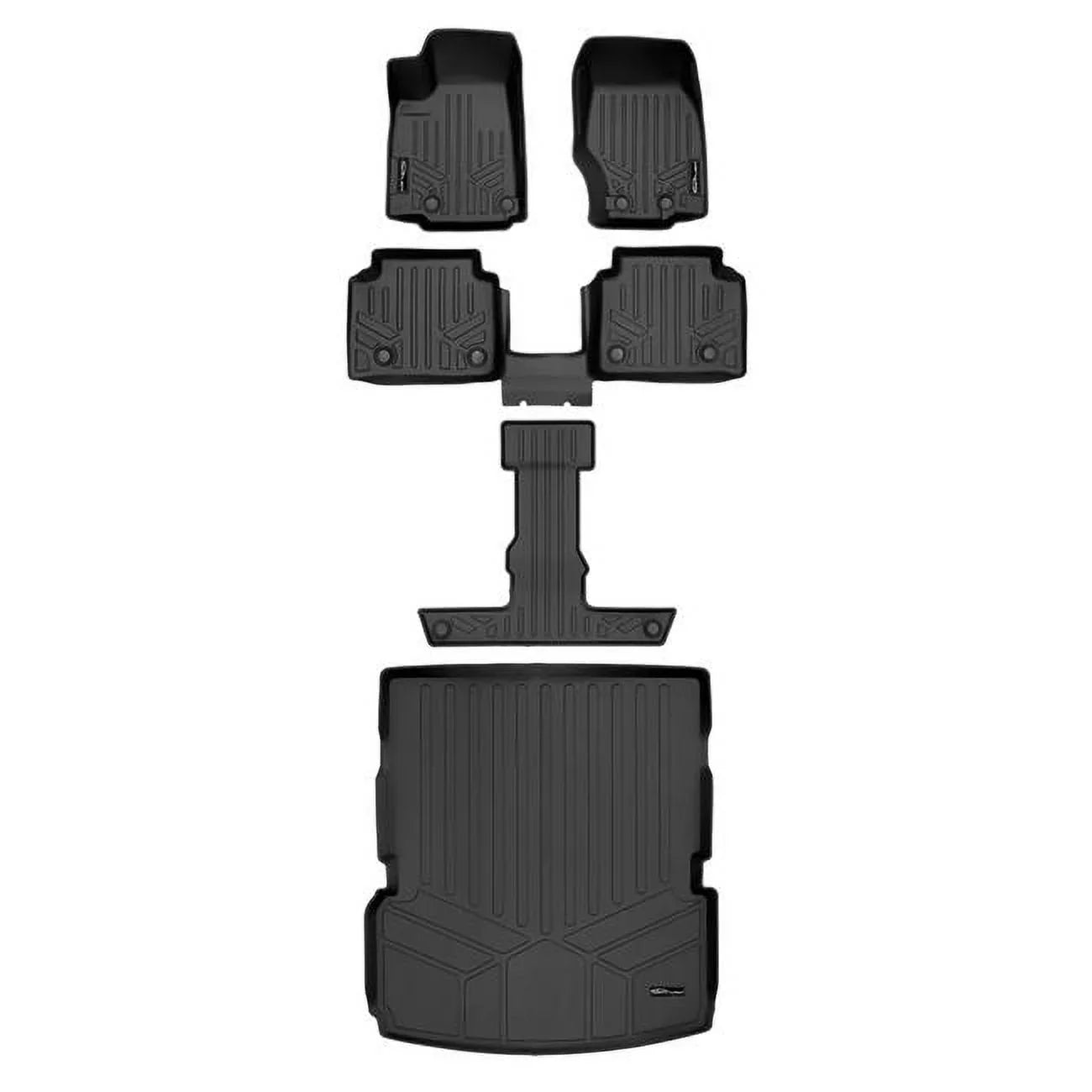 SA0568-B0569-C0569-D0568 2021-2023 for Custom L, Row Cargo & Jeep Liner Black Row Behind Liner Set 3 Fit Mat Weather Black Floor 2nd Grand the All Cherokee