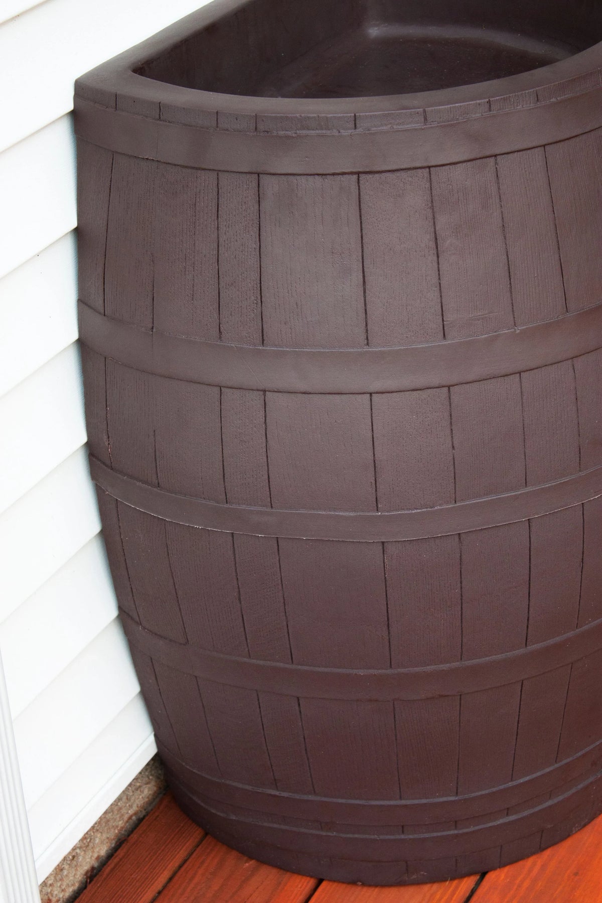 Water Design – Planter, Barrel – Hose Whiskey – 50-Gallon Flatback Includes Brown Rescue Outlet Rain Rain Diverter,