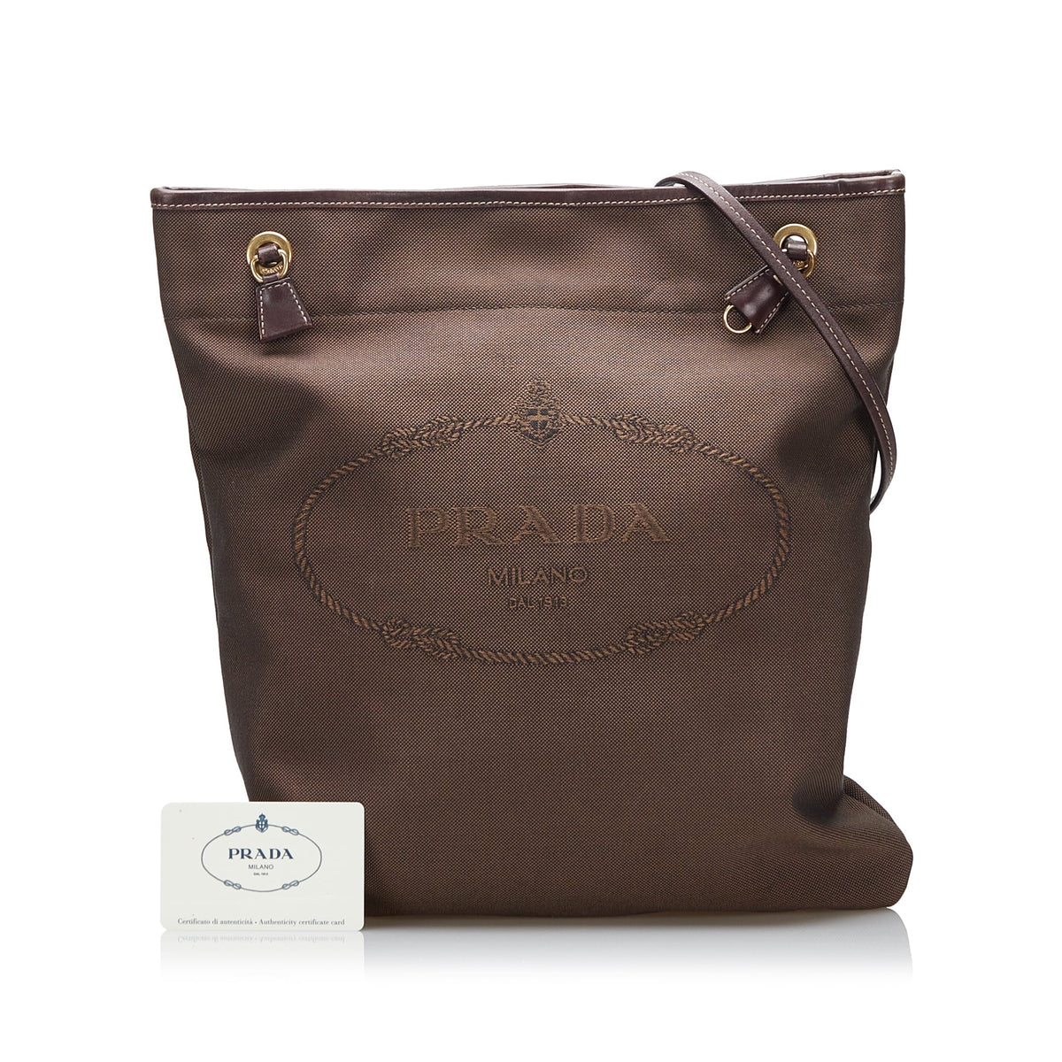 Fabric Crossbody Logo (Good) Unisex Brown Prada Crossbody Bag Authenticated Canapa Canvas Pre-Owned