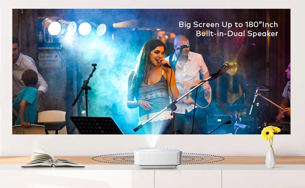 480P Projector, Theater Native Dual Support Eyes LC350 1080P Home Protection, Speakers, LCD Apeman Multiple Connection
