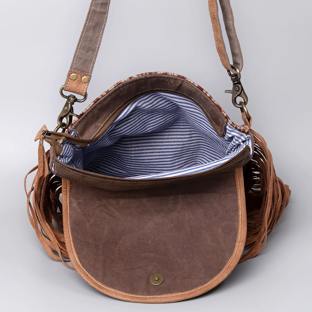 Upcycled western Body bag Hair-On purse OHLAY KB women Canvas handbag Leather Genuine Cross KB483