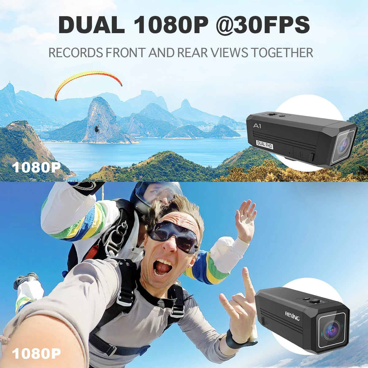 Way Two Connect with A1 & Rexing Camera 1080p@30fps Front Wi-Fi Back Action