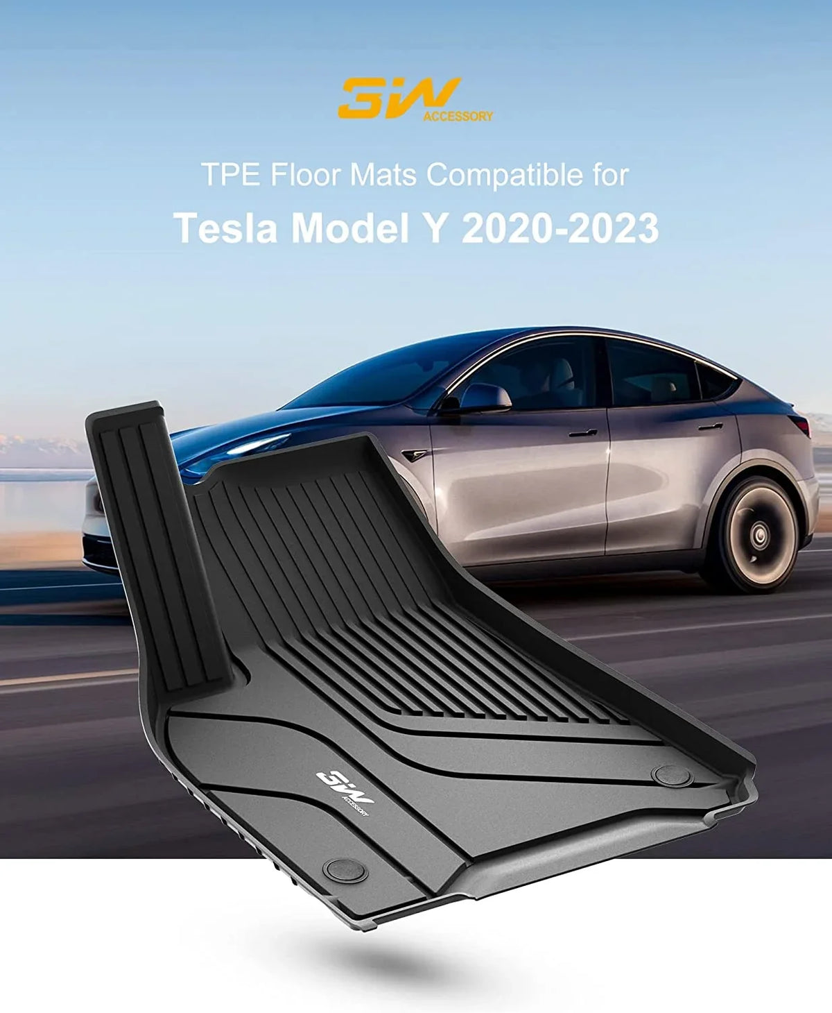 TPE Tesla and for 1st&2nd Trunk Row for Black Weather Tesla Liner & Cargo Y Floor 3W 2020-2023 Liner Fit Y Floor Mats Car Mats All Custom Model
