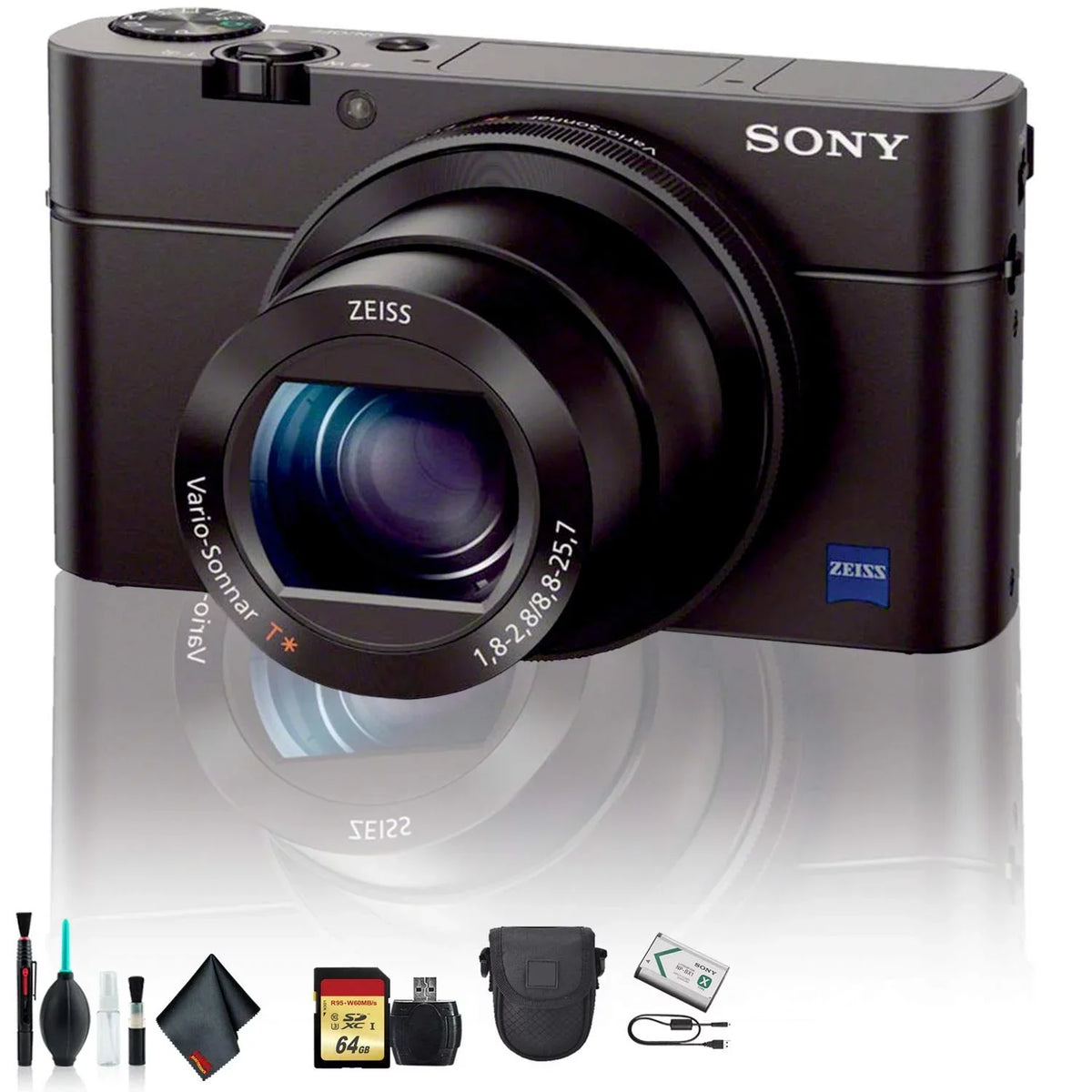 IV Essential , Bag, Memory DSC-RX100 Cyber-shot Accessories 64GB Plus With Reader Card, Soft Sony Camera DSCRX100M4/B Card