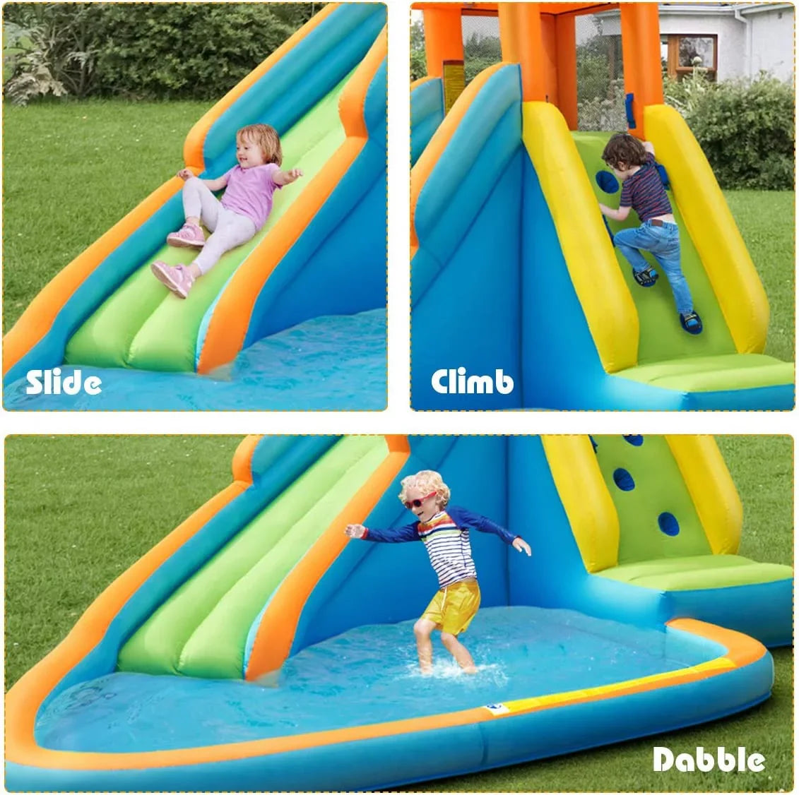 w/Long up Hippo Park for Indoor 740w Outdoor Water Big Blower, Pool, Water Water Blow Slide, and Themed Giant Cannon, Kids Splashing Backyard for Kids Water Adults Slides Slide, self-inflating