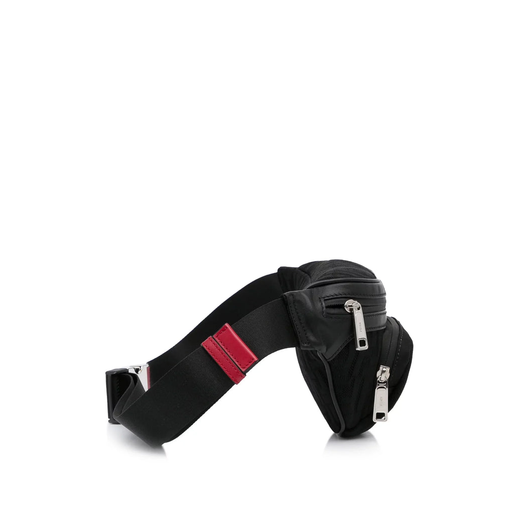 Knit Neoprene Bag Belt Pocket Perforated Grace Black Unisex Fendi Pre-Owned (Good) Vitello Authenticated Fabric FF