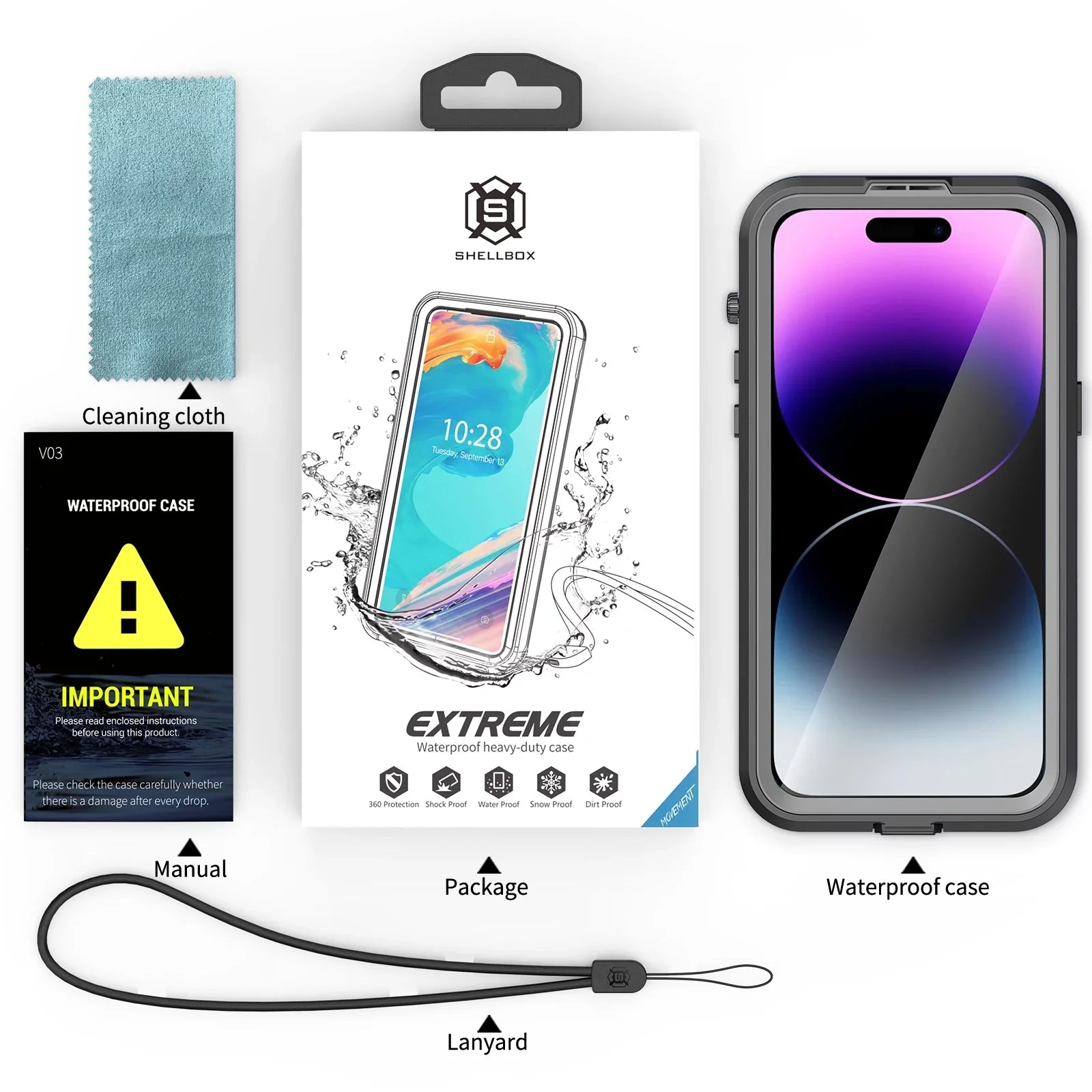Pro Case Screen Dropproof][Dustproof][Compatible Protector 360][IP68 Waterproof, iPhone for 6.7" 14 with - MagSafe] Pro 6H [Real Built-in iPhone Max Military Black Underwater][14FT 14 for Max