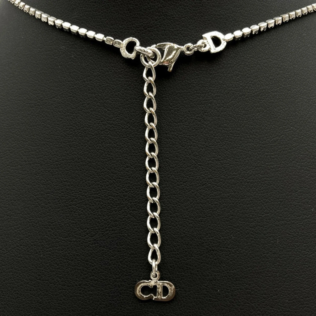 Plate Pre-Owned (Good) Rhinestone Women's IT1TZZH18V36 Color Necklace Christian Silver Dior