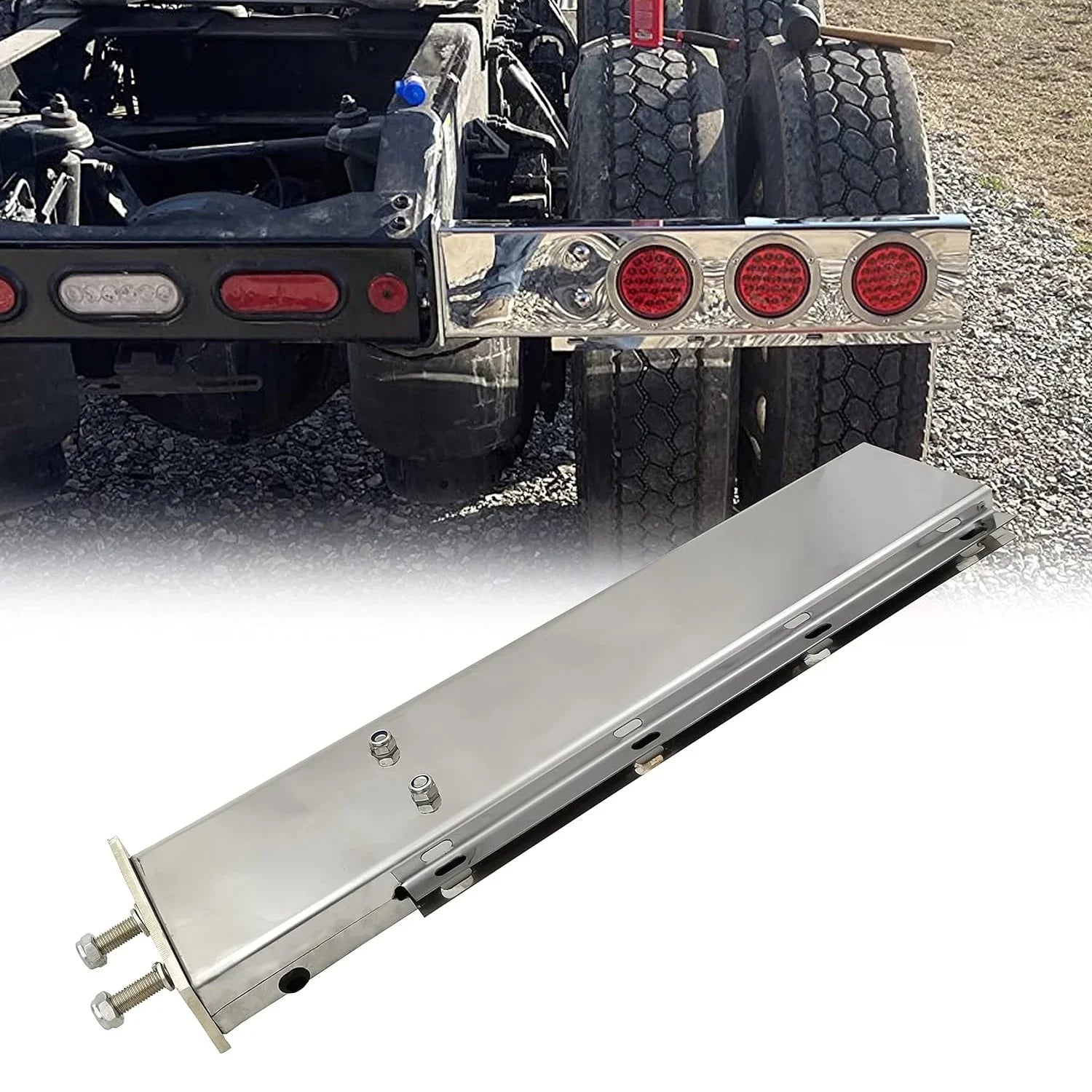 Stainless Straight Length 2.5" Spacing Semi Holder Flap Steel Hanger Set fit Mudflap Trucks Mud Bolt POWERWORKS for Loaded Bracket Spring 30"
