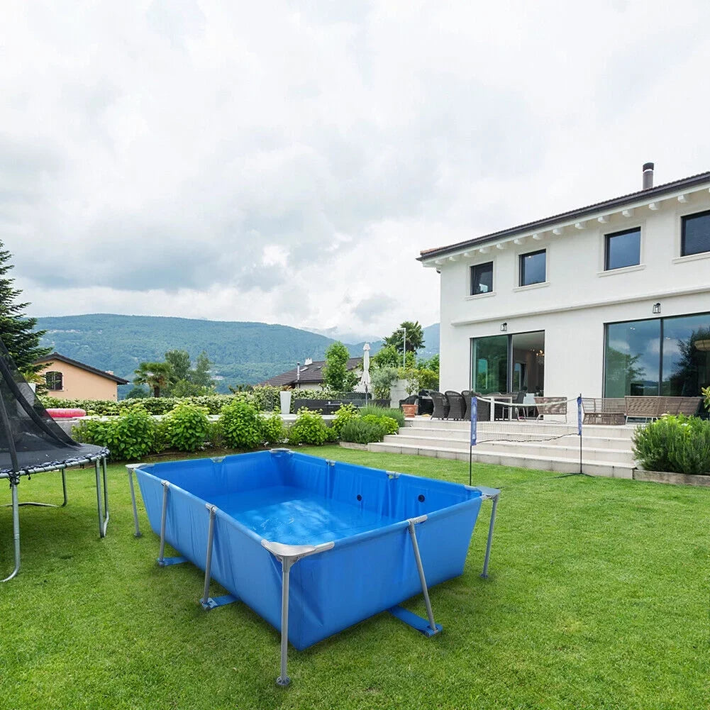 Kids Above Adults Ground Frame Family for Pool, Rectangular Swimming Pool Outdoor Pool, Large Metal