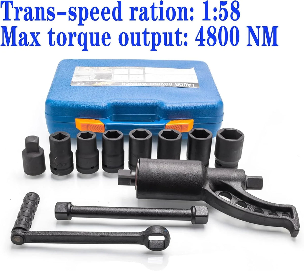 Heavy Labor Multiplier Duty Lug torque Lugnut with Case 4800 NM 8pcs Remover Nut Set Set Black Saving Socket Torque 1:58 Tool