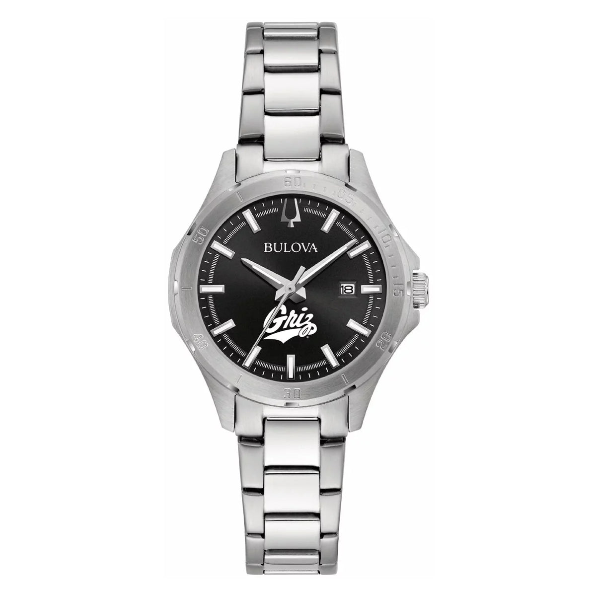 Watch Women's Steel Classic Bulova Montana Black Sport Stainless Grizzlies