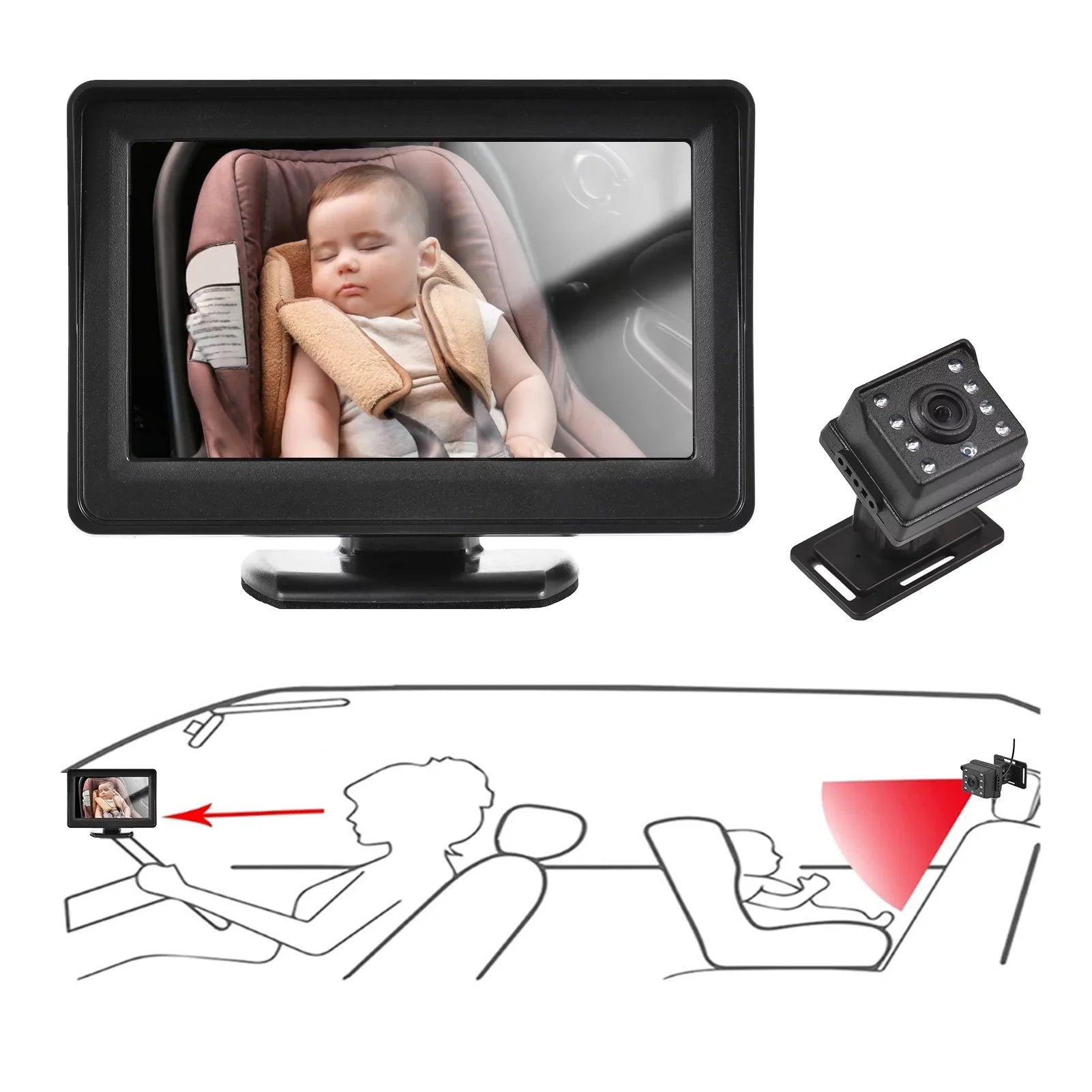Rear Mirror Baby Invigilator,Inch Seat Seat Car Mirror 150° Monitor Monitor Car 1080P Car Baby Car Baby Mirror Baby car Car Baby Wide Seat Baby View Camera Camera Monitor View Pristin Easy Vision