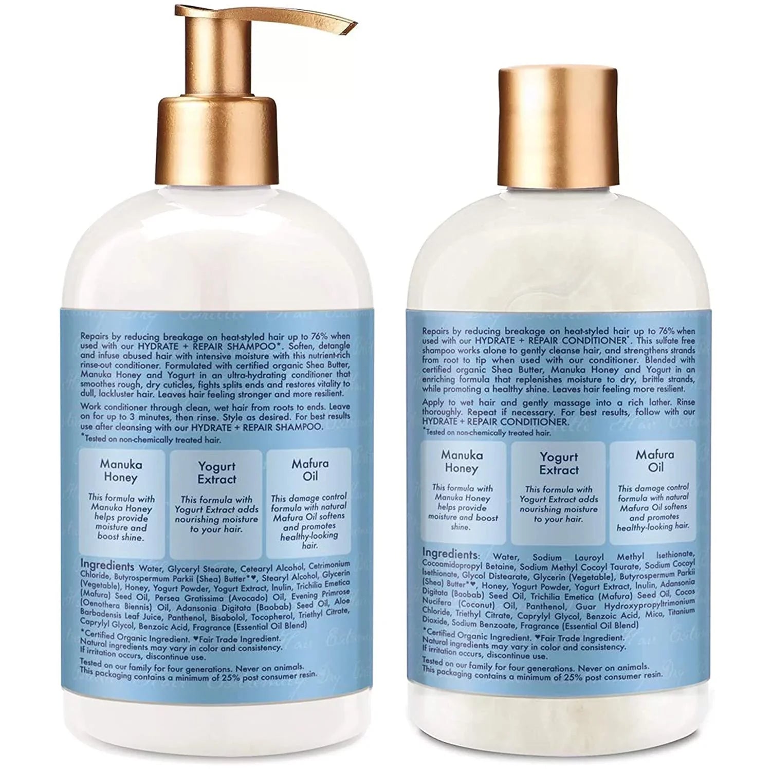 & Shampoo Conditioner Damaged Hair and Manuka Hydrate Repair 13oz Honey Yogurt SheaMoisture Shea Butter & For